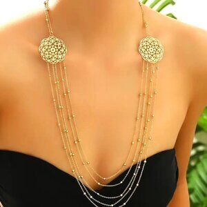 Necklace Layered Mandala Beads Gold Glam Trendy Elegant Boho Sexy Stylish Unique